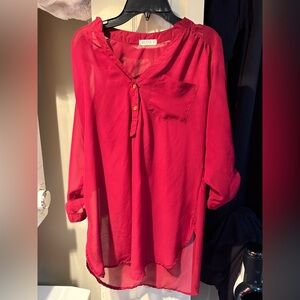 Ardene Red Button-Up Blouse